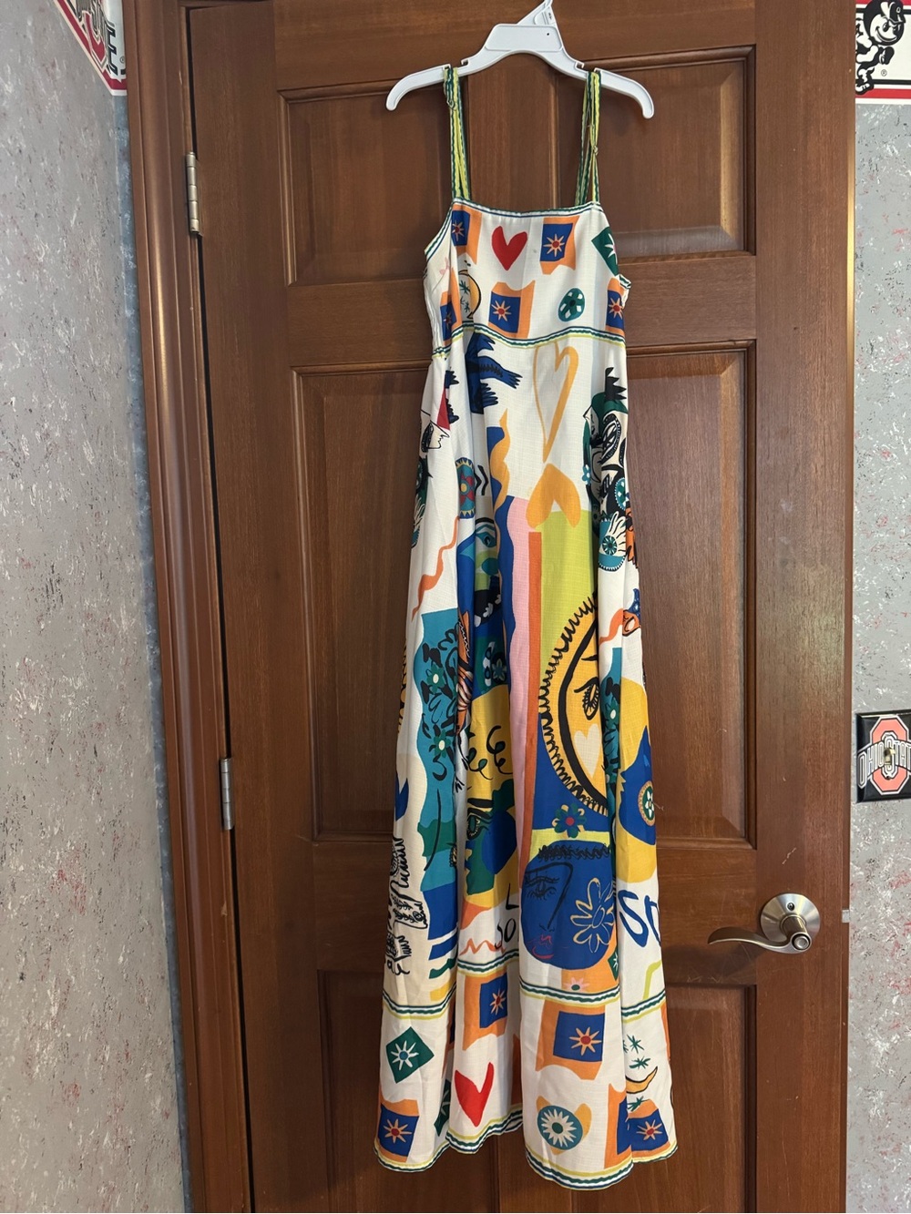 Colorful Patterned Maxi Dress with Spaghetti Straps